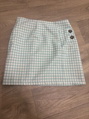 High-Waist Blue Gingham Mini Skirt